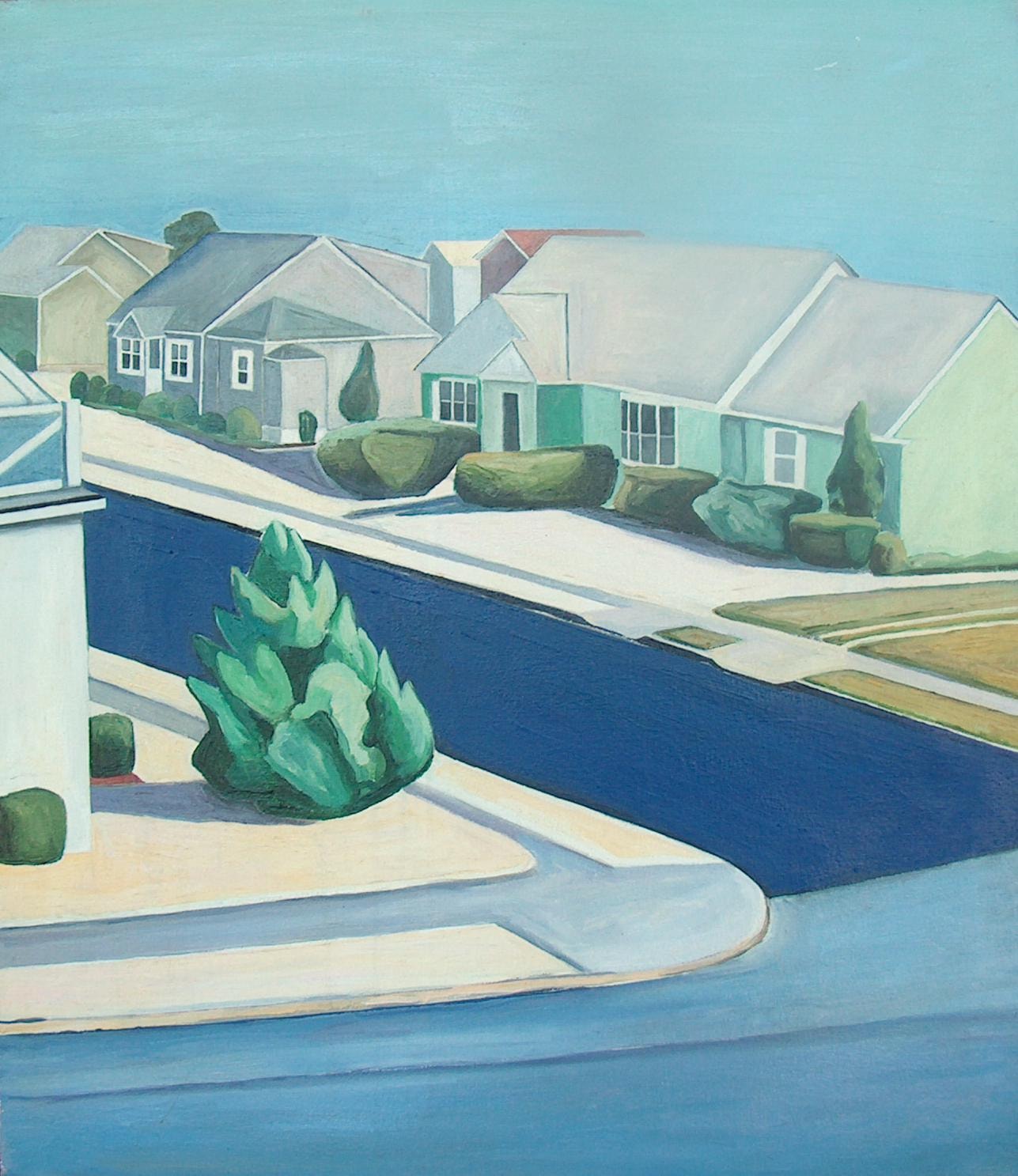 View from the attic looking at 109th Street — coastal neighborhood painting by Lisa