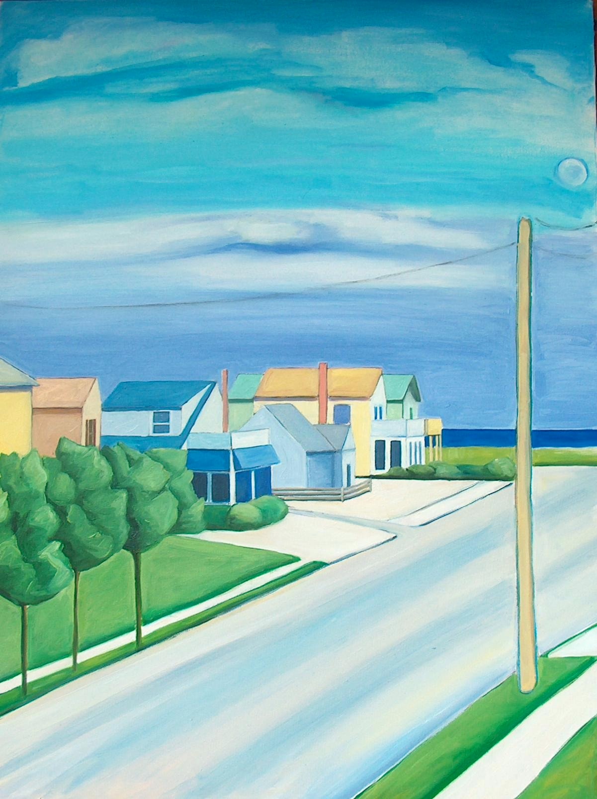 View from Bill's house coastal street scene painting
